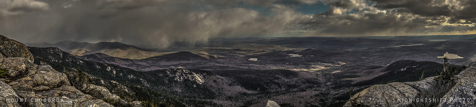 Sweeping snow on Mount Chocorua late in the afternoon in New Hampshire